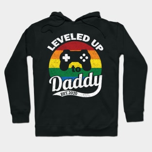 Funny New Dad 2020, Pregnancy Reveal, Gamer Dad Level Up graphic Hoodie